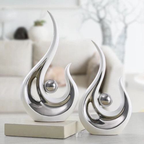 Abstract white ceramic figurines collection crafts decoration 2