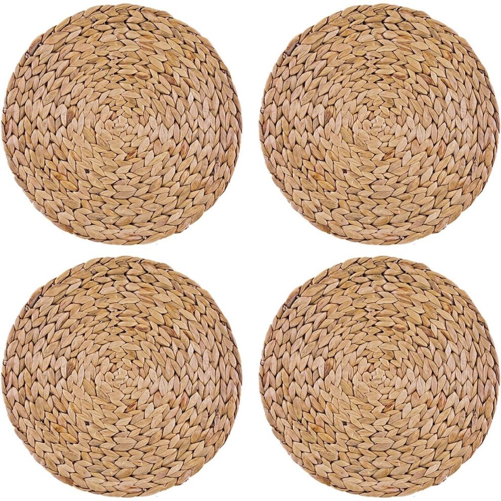 Natural Water Hyacinth Weave Placemats Tablemats, Set of 4