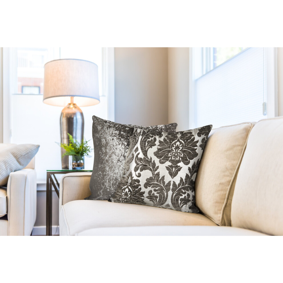 Newedgeblinds Damask Cushion Cover Charcoal