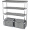 4 Tier Multipurpose Storage Organiser Shelf With 2 Drawers Modular Sturdy Metal (Light Grey) 1