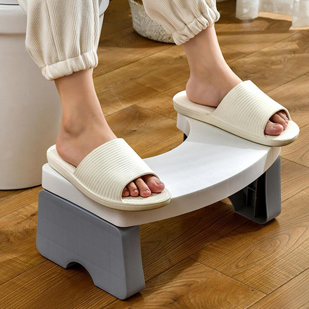 Bathroom Folding Toilet Stool Heavy Duty 7 Inch Non-Slip Squat Pan (White) White Gopatriot Memory