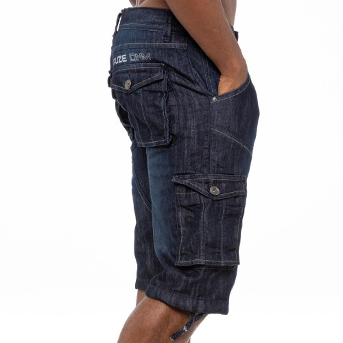 (30, Dark Blue) Kruze Mens Cargo Combat Denim Shorts 2