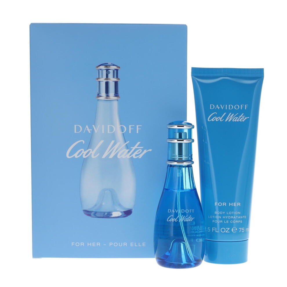 Davidoff Cool Water Woman 30ml Eau de Toilette Spray, 75ml Body Lotion Gift Set for Women