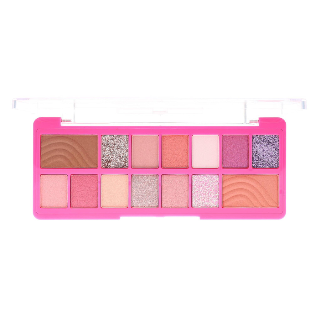 Sunkissed Pink Party Face Palette Infused with Minerals - 1.7g Bronzer, 1.7g Blusher, 10x 0.7g Eyeshadow, 2 x 0.7g Glitter Eyeshadow - Vegan