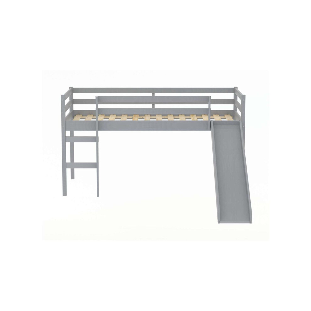 Kids Slide Bed Frame Grey Wood Mid Sleeper 3FT Single 90cm Birlea Frankie Pine