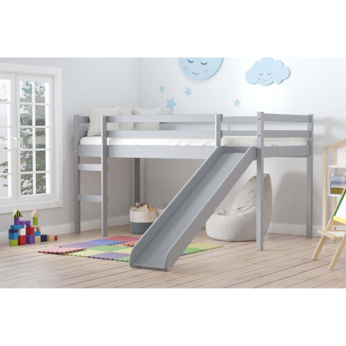 Birlea Kids Slide Bed Frame Grey Wood Mid Sleeper 3FT Single 90cm Birlea Frankie Pine 1