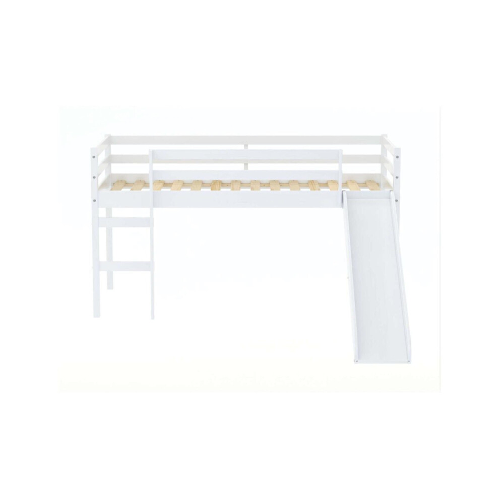 Kids Slide Bed Frame White Wood Mid Sleeper 3FT Single 90cm Birlea Frankie Pine