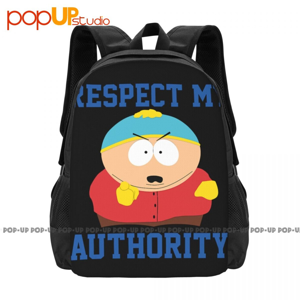 Respect My Authority Eric Cartman Backpack Large Capacity Art Print Sports Bag Bags For Travel Black