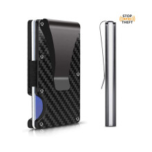 Carbon Fiber Aluminum Money Clip Wallets For Men With RFID