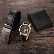 Men's Watch+Wallet+Belt Set Male's Gift for Father's Birthday Gift 3pcs/set Casual Quartz Watch for Dad Boyfriend SAL99