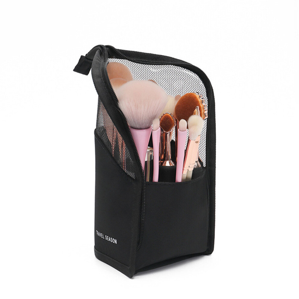 Black Personalized Embroidery Makeup Brush Holder Stand-Up Cosmetic Bag Portable Storage Bag Gift For Women,Bridesmaid
