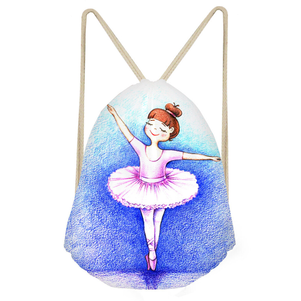 Women Backpack Pink Ballet Shoes Ballet Dancer Painting Drawstring Bag Small School Backpack for Girls Rucksack-image-OPC-PBSWMJN-NEW