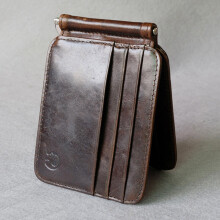 Unisex Leather Gift Slim Wallet Front Pocket Money Clip Mini Clamp Purse X-C044