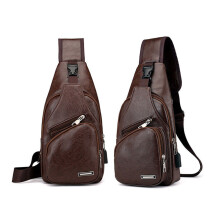 Men's Crossbody Bags Men's USB Chest Bag Messenger Bag Leather Shoulder Bags Diagonal Package Back Pack Travel