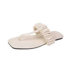Women Summer Slides High Pleated Open Toe Flat Casual Slipper Leisure Sandal Female Beach Flip Flops Size 35-43
