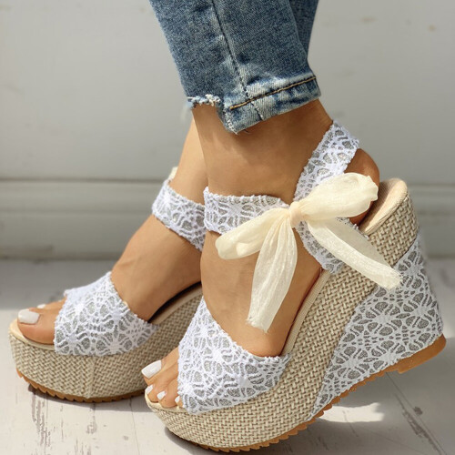 INS Lace Leisure Women Wedges Heeled Women Shoes Summer Sandals Party  Platform High Heels Shoes Woman on OnBuy