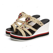 Flip Flops Women Shoes beads Slippers Platform Summer Shoes Open Toe Wedges Sandals Ladies weaving Shoes Women
