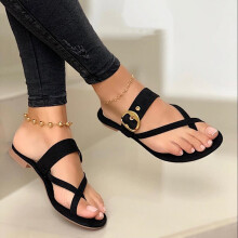 Summer Women Sandals Metal Decoration Flip Flops Clip Toe Casual Ladies Sandals Flat Shoes Footwear Outdoor Beach Women's Shoes