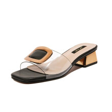Flip Flops Women Clear Sandals Beach Shoes Ladies Transparent Sandalias Metal Decorate Open Toe Gladiator Sandals Female