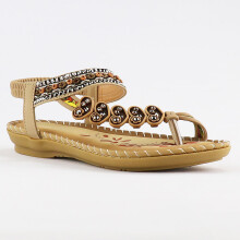Women's Sandals Flip Flop Flat Sandals Retro Rhinestone Chain Soft Bottom Support Resort Outdoor Slides Flowers Sandals
