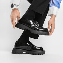 Men Harajuku Style Streetwear Business Casual Thick Platform Leather Wedding Loafers Shoes Male Leather Shoe Man