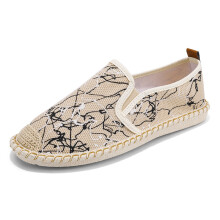 Summer Men Loafers Casual Flats Shoes Breathable Canvas Slip On Shoes Classic Graffiti Print Male Footwear Soft Espadrilles