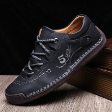 Men Leather Shoes Casual Flat Lace Up Loafers Male Business Moccasins Shoes Zapatillas Hombre