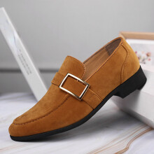 Men Leather Shoes Office Work Flat Loafers Shoes for Men Casual Scrub Pull-On Driving Shoes Large Size Non-slip Beanie Footwear