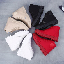 Top Men Mid Boots Lace Up Male Canvas Shoe Ankle Cowboy Motorcycle Boots Military Desert Palladiums