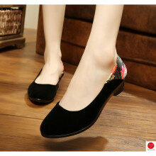 Chinese Cloth Shoes Wedges Print Flower Women Wedges Shoes Women Ballet Shoes Boat Shoe Oversize