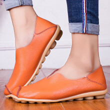 Boat shoes for women Large size 4.5-10.5 leather womens shoes Hard-wearing Soft Flat shoes ladies Spring