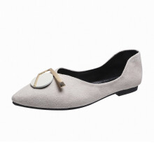 Pointed Shallow Mouth Metal Slip-on Solid Flat Boat Shoes Women's Fall Banquet Women Single Shoes