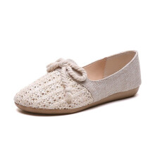 Summer Women Flats Round toe Linen Grass Woven Bowknot Flat Heel Breathable Espadrilles Outdoor Flat Women's Shoes