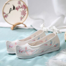Cotton And Linen Antique Style Casual Shoes Hanfu Women's Boat Shoes And Noble Embroidered Shoes Flat Women Canvas Shoes