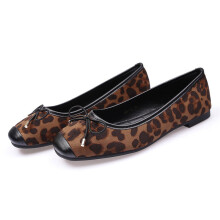 Leopard Leather Casual Boat Shoes for Woman Slip on Shoes Women Square Toe Loafers Flat Shoes Women Scarpe
