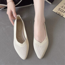 Spring Summer Flats Shoes Women's Espadrille Soft Knitted Sneakers Pointed Toe Flat Heel Moccasin Boat Shoes