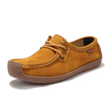 Flat Nubuck Leather Shoes Women Two-layer Cowhide Loafers Autumn Square Toe Lace-up Boat Shoe Comfortable Causal Shoe Size 41 42