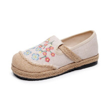 Women Casual Linen Embroidery Mules Flat Slippers Retro Vegan Summer Ladies Canvas Comfortable Espadrille Shoes