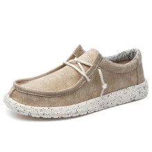 Summer Men's Canvas Shoes Lightweight Slip-On Driving Loafers Flats Shoes Casual Soft Breathable Beach Shoes