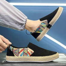Men's Spring Linen Breathable Casual Flats Shoes Mens Espadrilles Loafers Boy Canvas Shoes Fisherman Driving Footwear