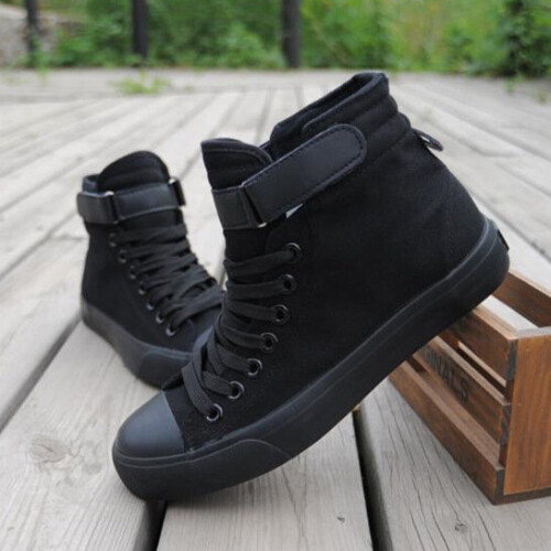 Black canvas non slip shoes hotsell