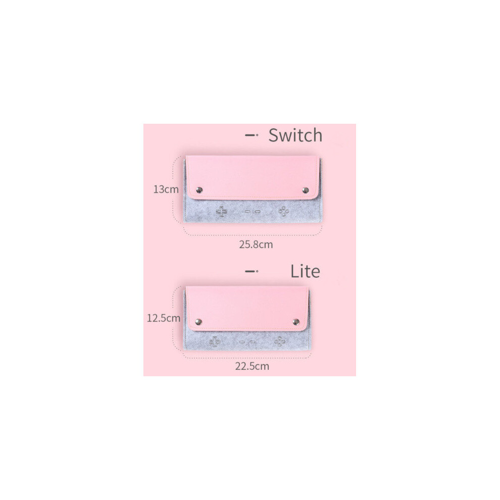 (For Nintendo Switch Lite) Felt Leather Nintendo Switch Portable Storage Bag Pink/Light 5701510942372