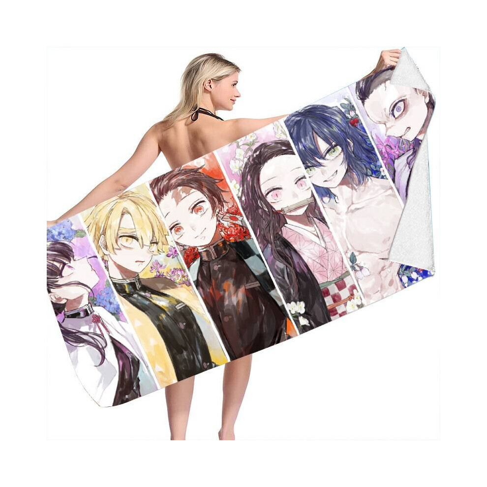 (All, 80*160cm/31.50*62.99in) Slayer Demon 3d Anime Swim Bath Towel Beach Quick Dry Bathrobe Seaside Travel