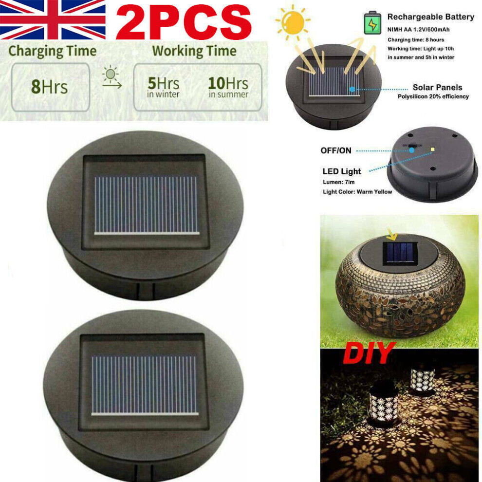 2PCS Garden Solar Powered Replacement Round LED Light Box Fit