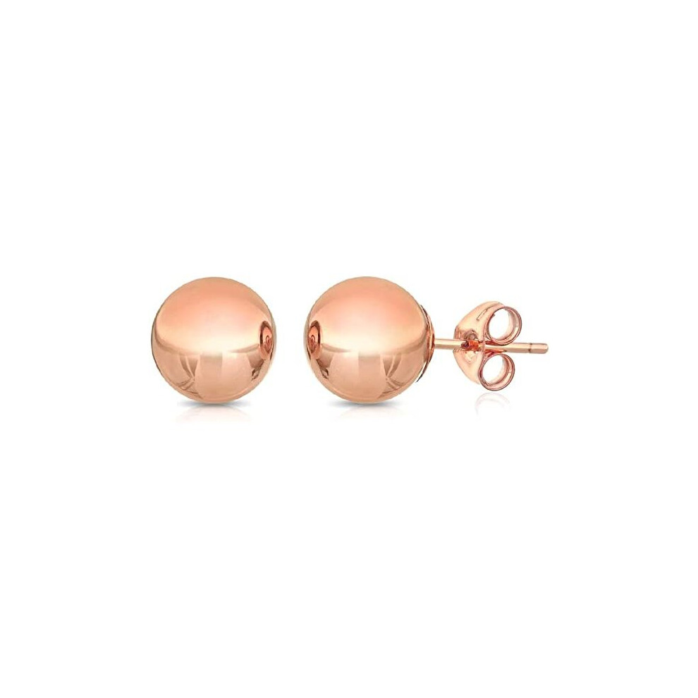 (5MM, ROSE) Premium 14K Gold Ball Stud Earrings