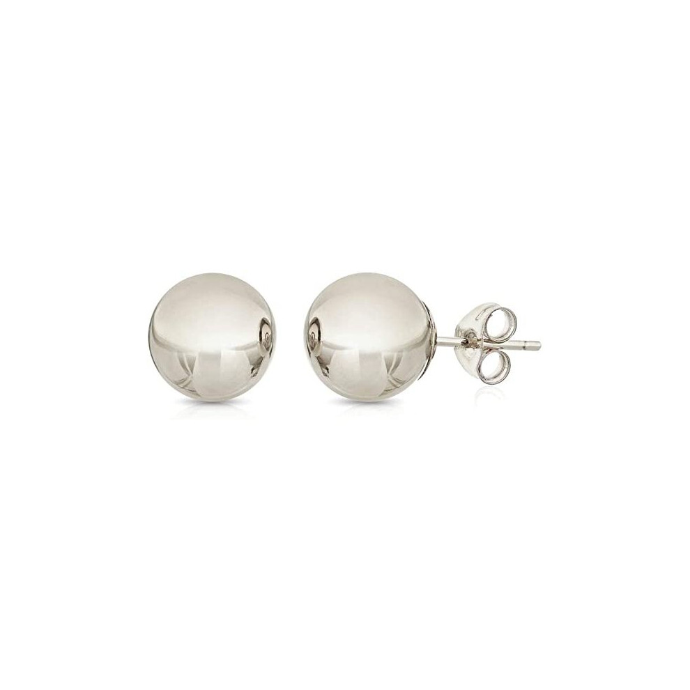 (4MM, WHITE) Premium 14K Gold Ball Stud Earrings