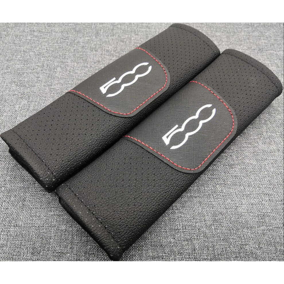 2Pcs Car Seat Belt Shoulder Cushion Cover Pad Fit For Fiat 500 Auto Black 5701510938283