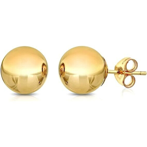 (7MM, GOLD) Premium 14K Gold Ball Stud Earrings