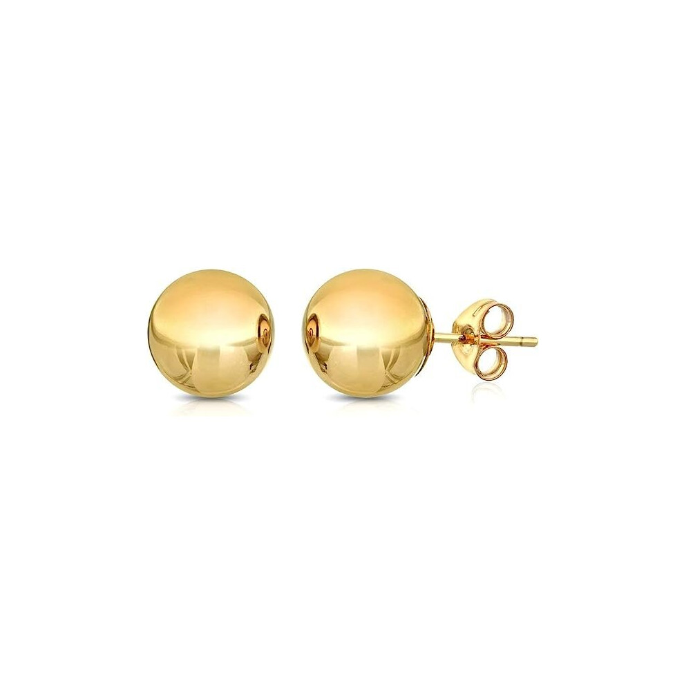 (7MM, GOLD) Premium 14K Gold Ball Stud Earrings