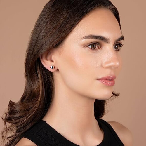(5MM, WHITE) Premium 14K Gold Ball Stud Earrings 2